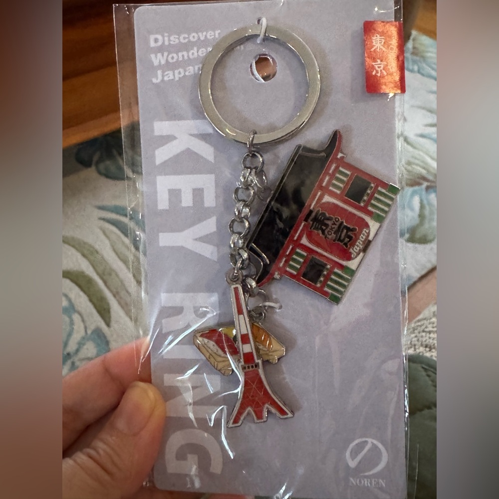 Japan Souvenir Keychain with Red and Black Details